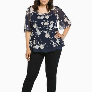 Plus Size Torrid Peplum Navy Top
